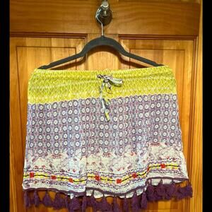 NWT Raga Anthropologie Boho Skirt Puple Tassels XS
